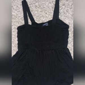 Women's American Eagle Babydoll Top Sz Medium Color Black Ruffle Cute College...